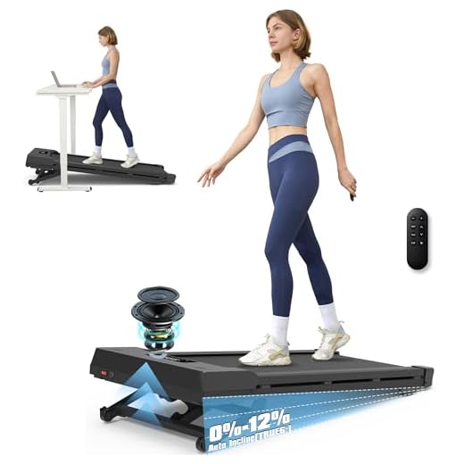 PACEROCKER Walking Pad Treadmill with 12% 9-Level Auto Incline, 450 lbs Capacity Bluetooth Speaker Under Desk Treadmills for Home Hiking, 5 MPH, Black