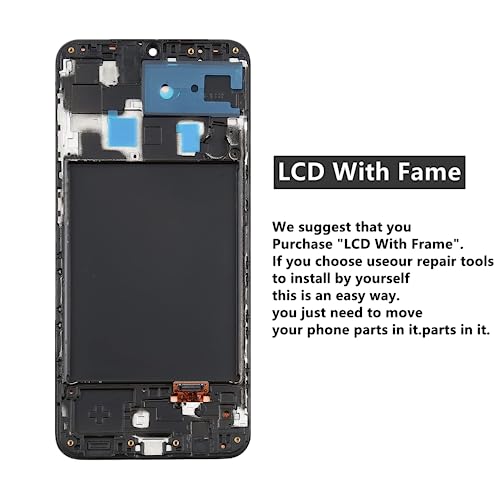 for Samsung A20 a205u LCD Screen Replacement for Samsung Galaxy a20 Screen Replacement LCD Display A205U A205W Touch Digitizer Assembly with Tools 6.4" (Black + Frame)
