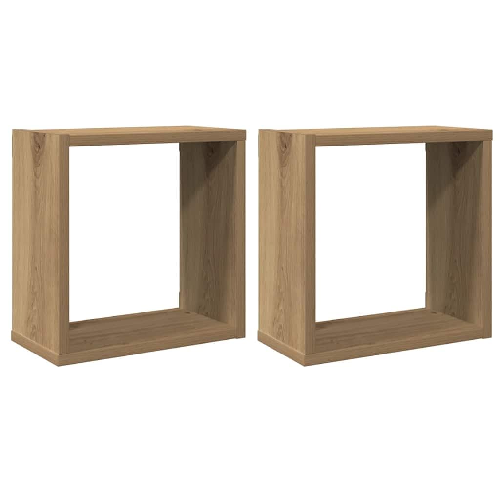 vidaXL Estantes Cubo de Pared 2 uds Madera Roble Artisan 30x15x30 cm
