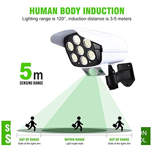 Luminaria Solar 2 Unid Camera Falsa Sensor de Proximidade 77 Leds 3 funções