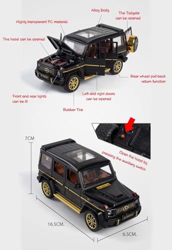 Image of 1:32 Scale Car Model Compatible Collectible Benz G63 AMG Diecast Toy Vehicle, Zinc Alloy Pull Back Toy Car with Sound and Light for Adults, Boys, and Girls (Red)