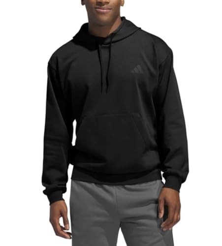 adidas Men's Fleece Hoodie Pullover with Kangaroo Pocket (US, Alpha, XX-Large, Regular, Regular, Black)