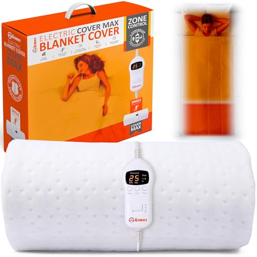 Warmer Single Electric Blanket 160cm x 91cm - Body & Feet Dual Heating Zones, 9 Heat Settings, 2 and 10 Hour Timer, Overheating Protection, Polyester - Single Size