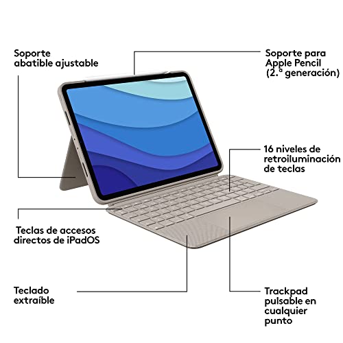 Logitech Combo Touch iPad Pro 11 trackpad fluido y teclado retroiluminado ESP 6