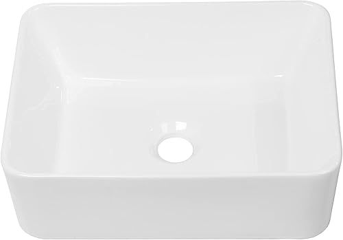 Miniatura 60 de Fregadero montado en la pared de 13 x 11 pulgadas, fregadero de pared rectangular de porcelana blanca de cerámica, lavabo artístico, orificio