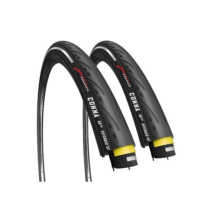 Fincci Racing Reflective Bike Tyres 700x23c - Pair Slick Foldable