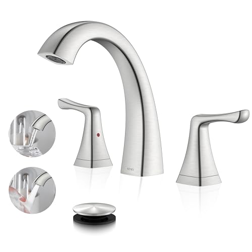 KENES Bathroom Faucets for Sink 3 Hole, Brushed Nickel 2 Handle Widespread