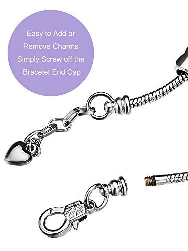 Zhanmai Unicorn Sparkly Crystal Charm Bracelet Bangle With Gift Box Set For Girl Lady (Light Purple, 14 Cm/ 5.5 Inch) #TOP3