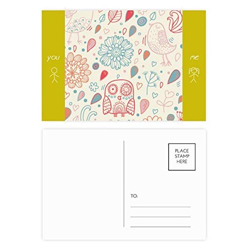 Carte postale chouette fleur 20pcs pour envoyer un mot personnalisé sans manquer de place