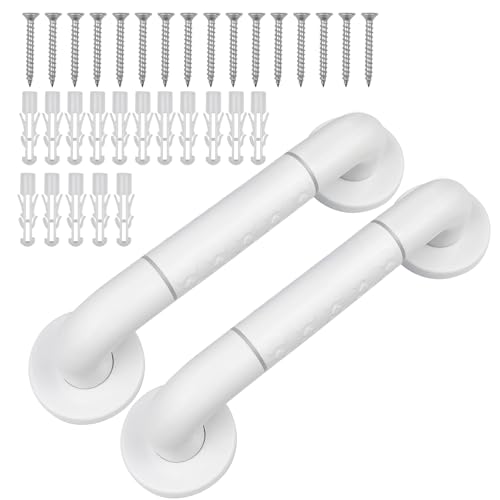 Sudnsadaks 2pcs D'Appui de Salle Bain, 30cm Barre D'Appui WC Barre Maintien Douche, Poignée Douche Antidérapante Salle Bain Poignée Sécurité Blanche Baignoire Main Courante Âgées/Handicapées/Enfants