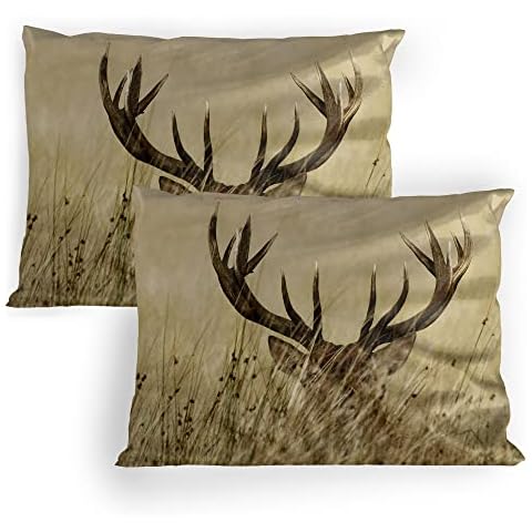 Lunarable Whitetail Deer Pillow Sham Set Cover