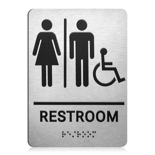 Brushed Aluminum ADA Restroom Sign