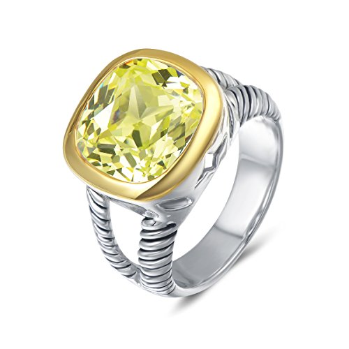 UNY Ring Twisted Cable Wire Designer Inspired Fashion Brand David Vintage Love Antique Women Jewelry Gift (Peridot, 7)