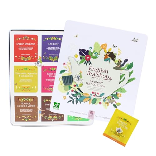 English Tea Shop - Coffret thés et infusions - Collection Luxury - 72 sachets de thés bio dans une belle boite à thé en métal - 9 mélanges de thés - Coffret cadeau thé à offrir