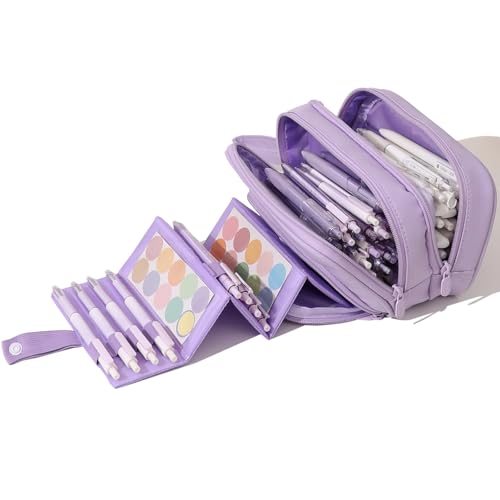 Image of Pencil Pouch Big Pen Holder Bag Pencils Case Box for Kids Girls Students Back to School Adult Office Stationery Extra Large Capacity Marker Child Crayon Pens Organizer Bags Travel Makeup Bag Pink