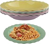 Rosqmor 6 Piezas Platos Plastico Duro, Reutilizables Plastic Vajilla para Pasta Ensalada Sopa, Colores Plate Llanos Vajillas Postre Dinnerware Set Para Microondas, Lavavajillas (Diámetro 20,8 cm)