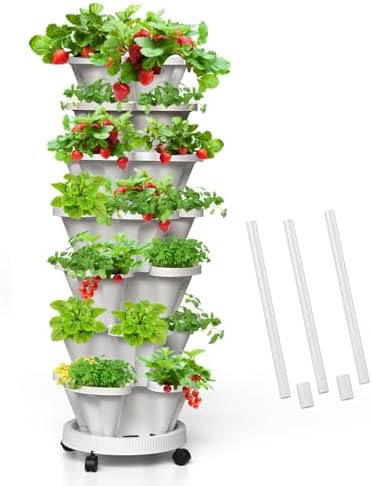 Jardineiras Verticais Para Morangos, Torre De Jardim Empilhável 7...