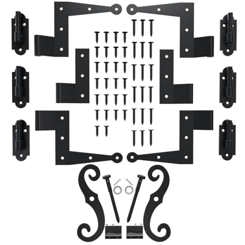 Image of SteelTek L-Hinge with 2 1 /4 inch Offset Shutter Kit, for Heights 36 inch-60 inch (Includes 4 L-Hinges, 2 Flat Hinges, 6 Pintels on Plate, 1 Pair S-Holdbacks w /Lag Bolt Shutter Support)