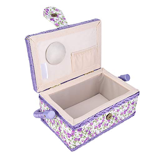 260° adjustable Fabric Craft Sewing Basket, Sewing Storage Box, Double-layer for Storage Threads Scissors - Image 3