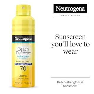 Neutrogena Beach Defense Sunscreen Spray SPF 70 - Broad Spectrum Sun Protection for Face & Body, Water-Resistant Sunscreen Formula, Lightweight & Fast-Absorbing, 6.5 fl. oz. (184 mL)