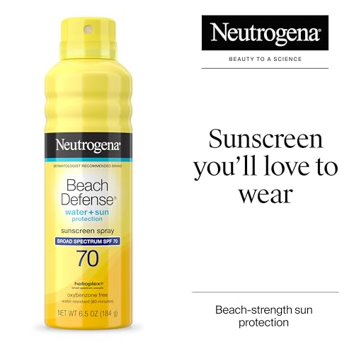 neutrogena beach defense sunscreen spray spf 70 - broad spectrum sun protection for face amp body water-resistant sunscreen formula lightweight amp fast-absorbing 65 fl oz 184 ml