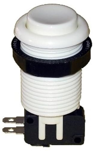 RetroArcade.us Arcade Game Push Button with Horizontal Microswitch (White)