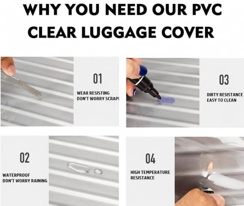 Image of AVRIN 3 Pcs Luggage Cover Thicken Clear PVC Suitcase Cover, 20 inch 24 inch 28 inch(S /M /L) in Luggage Protector Transparent Cover Waterproof Dustproof Anti-Scratch for Travel Accessories Cabin Trolley Bag