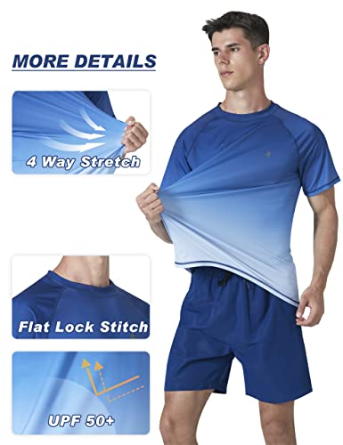 Mens Short Sleeve Swim Shirts Rash Guard Upf50 Sun Protection Quick Dry Beach Shirts Fishing T-Shirts #TOP3