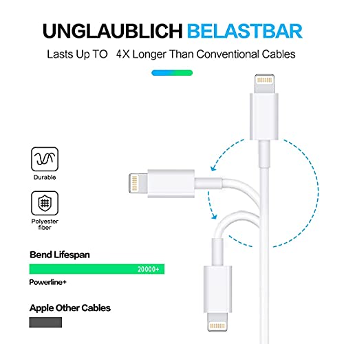 Image of RCTech USB C to Lightning Cable 3Pack 10FT [MFi Certified] Type C Power Delivery Fast Charging Cord for iPhone 14 /13 /12 /11 /XS /XR /X /8 /iPad