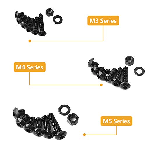 Vigrue S02 570Pcs M5 M4 M3 Button Head Socket Cap Screws Bolts Nuts Washers Assortment Kit thumb #1