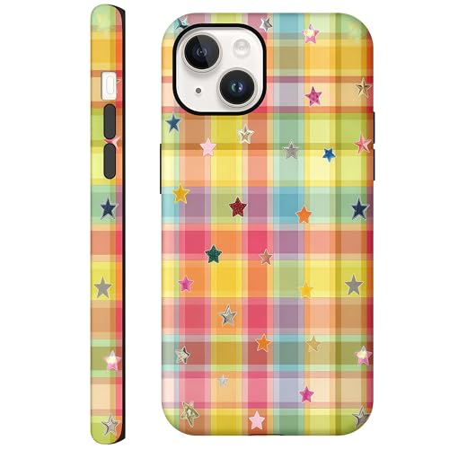 Coque iPhone 14 Plus anti-rayures motif étoiles à carreaux