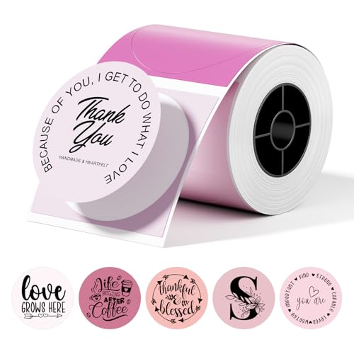 Image of Phomemo Round Labels- Pink Gradient 5 Colors Thermal Labels, 2 Inch Circle Self-Adhesive Stickers for M110 /M100 /M220 /M250 Label Printers, Thermal Paper for Gift, Candle, Logo, Baking Box, 140pcs /Roll