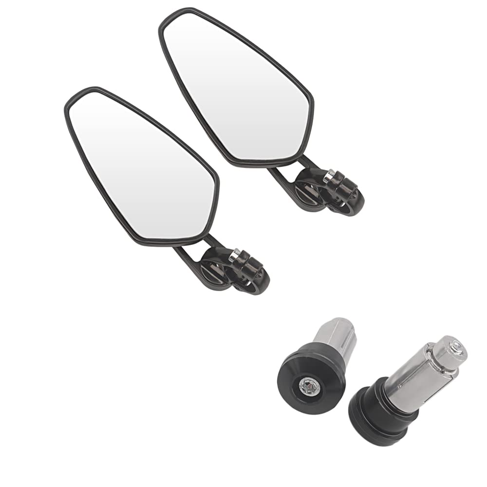 Specchietto laterale moto da 7/8" 22 mm, specchietto retrovisore lato barra per specchietto retrovisore moto Scooter Cafe Racer (Nero)