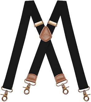 Mens Braces for Trousers with Strong 4 Hook-Clips, Vintage Suspenders Braces for Men & Women Heavy Duty Elastic Adjustable X Shape
