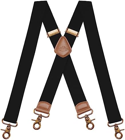 Mens Braces for Trousers with Strong 4 Hook-Clips, 3.5cm Wide Vintage Suspenders Braces for Men & Women Heavy Duty Elastic Adjustable X Shape