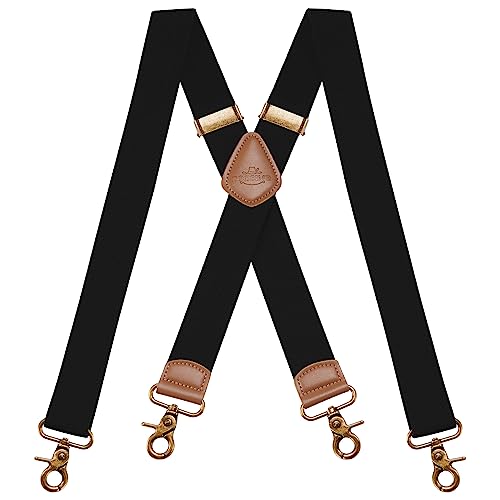 Mens Braces for Trousers with Strong 4 Hook-Clips, Vintage Suspenders Braces for Men & Women Heavy Duty Elastic Adjustable X Shape