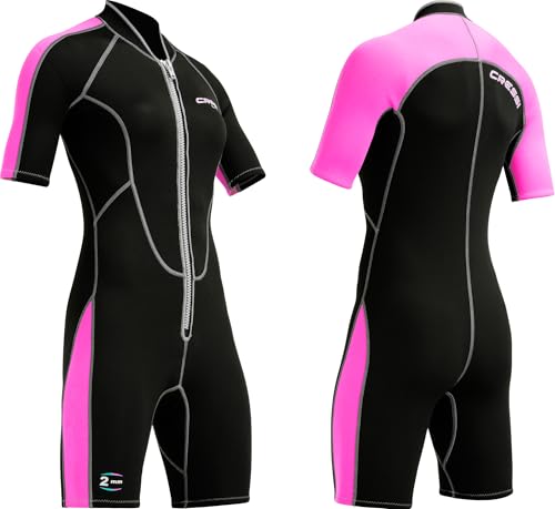 Cressi Lido 2 mm Lady Short Sleeves Short Wetsuits, Black/Pink, M