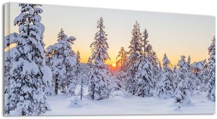 Amazon.com: YONICA Winter Scene Canvas Wall Art for Home Office Decor ...