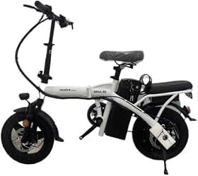 Bicicleta Elétrica Dobrável Adulto Branco, Modelo Portátil e Resistente, Fácil de Transportar e Armazenar