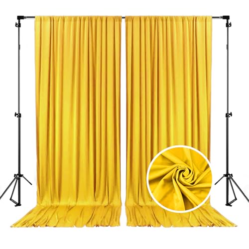 Image of 10 x 7 Feet Yellow Backdrop Curtain for Partie, Background Curtains for Photoshoot, Birthday, Wedding, Halloween, Thanksgiving, Christmas, New Year Party Decorations 5Ft x 7Ft, 2 Panels