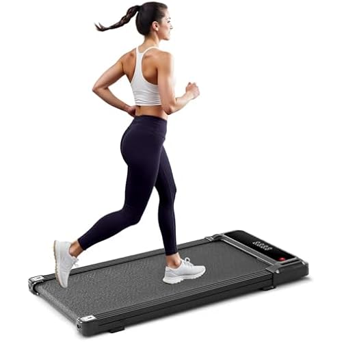 Walking Pad Under Desk Treadmill, Portable Compact Electric Walking Treadmill, Quiet Fitness Machine with Remote Control & LED Display for Home Office