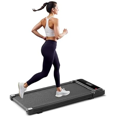Aidoly Walking Pad Under Desk Treadmill, Portable Compact Electric Walking Treadmill with Remote Control & LED Display for Home Office, Quiet Fitness Machine, Black