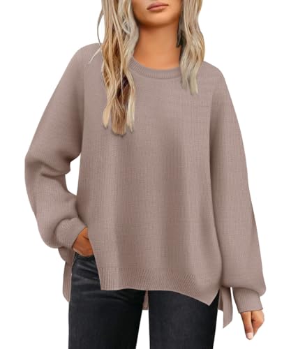 Image of TIYOMI Plus Size Sweaters for Women Oversized Pullover Crewneck Sweater Knit Side Split Casual Sweaters Fall Winter XL-5XL