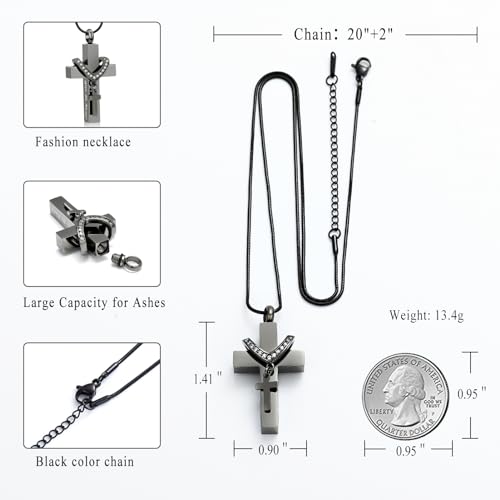 Cremation Jewelry for Ashes Pendant - Cross Urn Necklace with Mini Keepsake Urn Memorial Ash Jewelry2