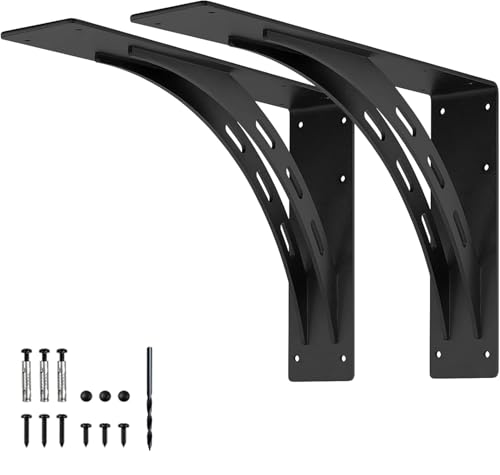 FIRMETAL 24"x15"x4" Heavy Duty Shelf Brackets, Max Load 1100 LBS, Premium Alloy Metal Mantel Brackets - Countertop Support - Set of 2