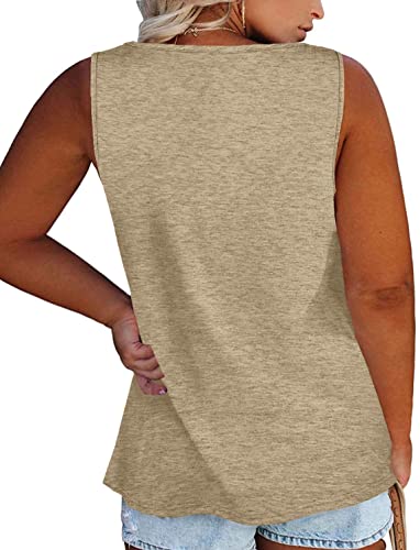 Image of Womens Plus Size Tank Tops Summer Button Down Henley Shirts Sleeveless Tops