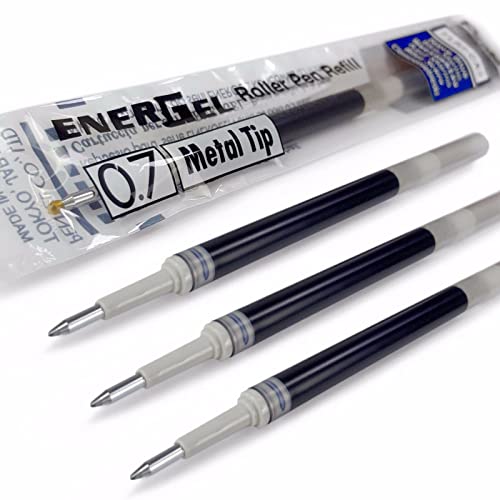 Pentel Energel - Lot de 4 recharges pour stylo à pointe métallique 0,7 mm LR7 - Compatible avec les stylos Energel Xm, BL77, BL57, BL37 - Bleu