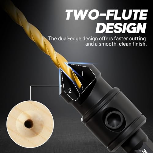 EZARC Countersink Drill Bit Set, 12 PCS Counter Sink Drill Bits for Wood, #4, #6, #8, #10, #12, Magnetic Extension Adjustable bit Holder for Woodworking with Storage Box 3 EZARC Countersink Drill Bit Set, 12 PCS Counter Sink Drill Bits for Wood, #4, #6, #8, #10, #12, Magnetic Extension Adjustable bit Holder for Woodworking with Storage Box - Image 3