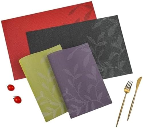 Lot de 2 sets de table rectangulaires PVC 45x30 cm lavables et durables rouge