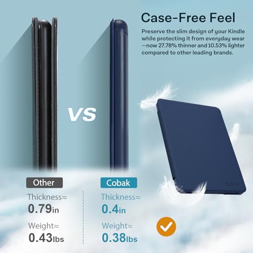 Image of CoBak Lightweight Stand Case for 7 inch 12th Gen 2024 and Colorsoft with Right Hand Strap - Compatible with iPhone MagSafe, for Samsung /Belkin /Anker Wireless Charging Pads, Dark Blue